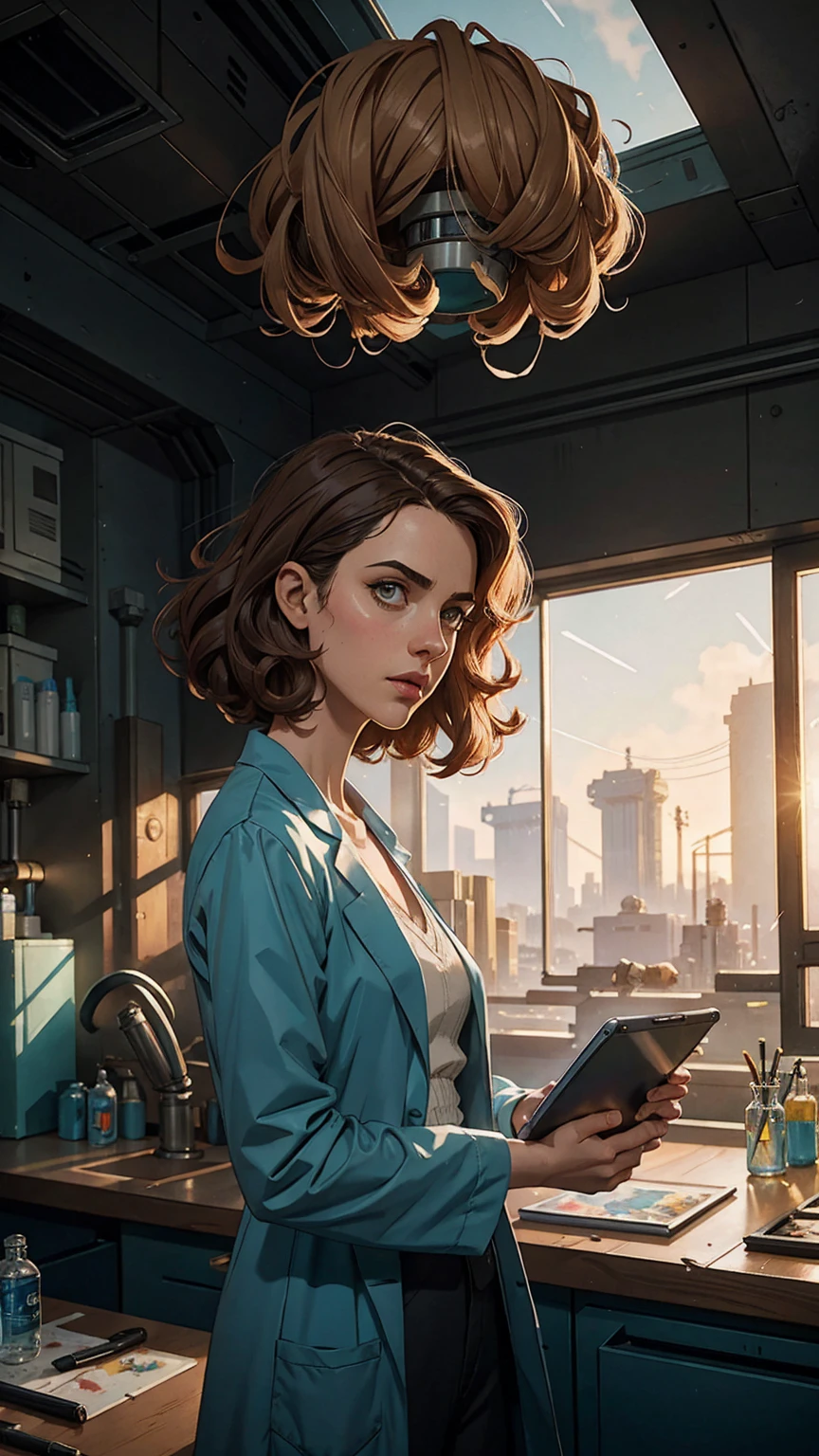 a detailed service advertisement background, modern office interior, cityscape view through window, elegant furniture, professional corporate branding, sleek technology, inspirational motivational text, warm lighting, cinematic composition, photorealistic 3D rendering