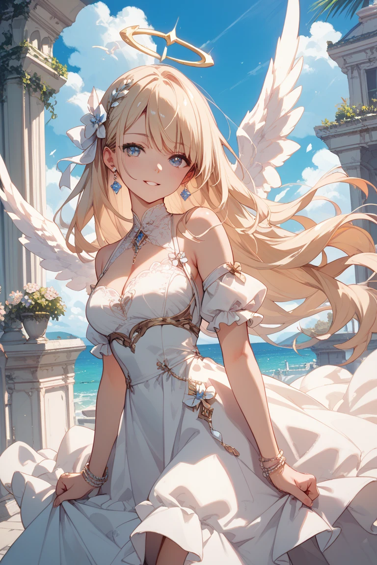 ultra detailed, sharp focus, best quality, masterpiece, <lora:Halluel:1> Halluel, dark skin, wedding dress, beach background, pov, looking at the viwer, best quality, dynamic lighting, masterpiece, intricate details,
