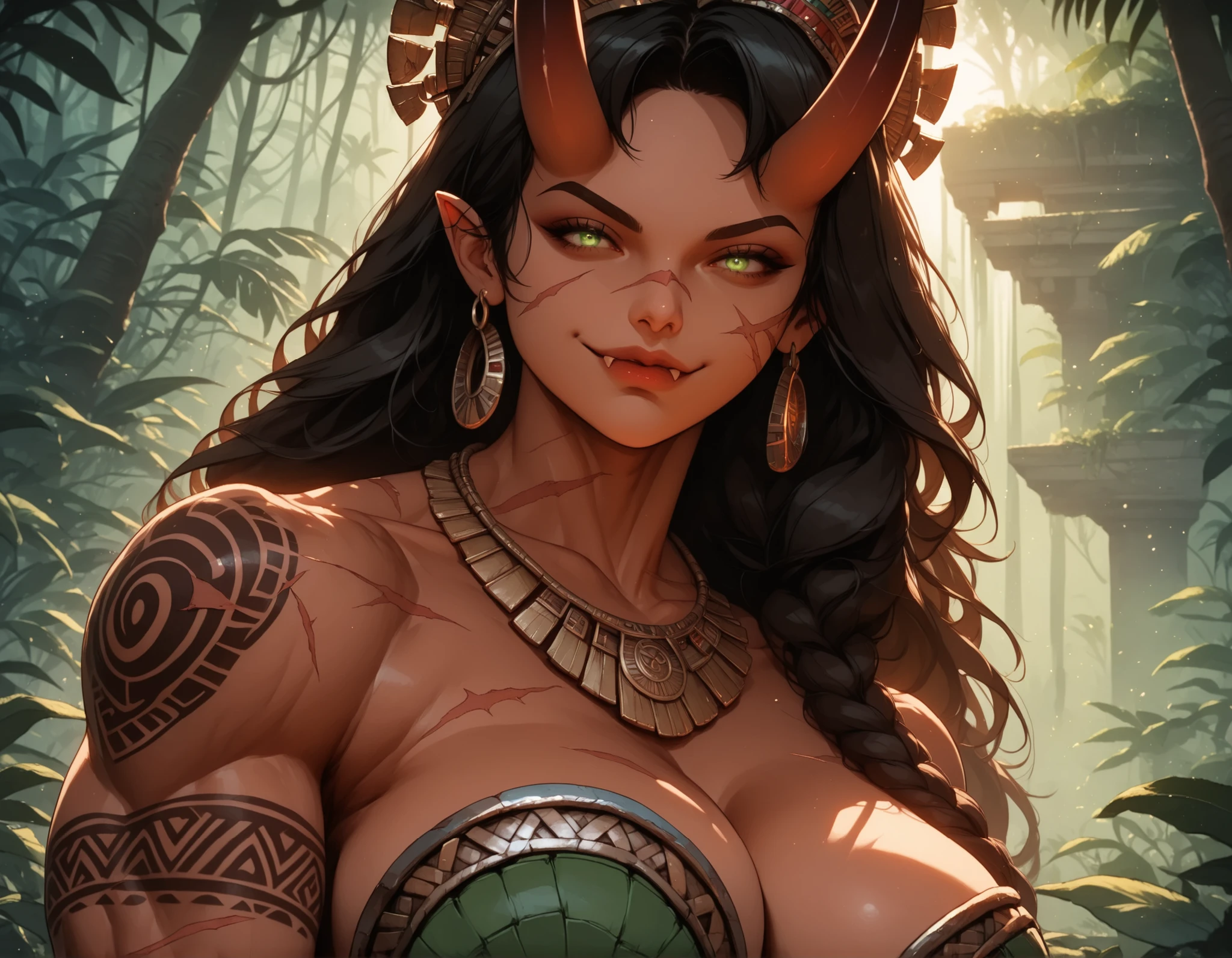 Numerous award-winning masterpiece, with incredible detail, textures and maximum detail), (hyper realistic:1.4), (full-body image:1.6),(beautiful female oni warrior:1.7),( sitting in seiza pose:1.7) (thick curvy and mature body yet muscular:1.5), (reddish fair skin tone:1.3), (wearing off shoulders kimono1.2), (2 long oni horns:1.44),(pointy ears)(white long hair blown by the wind:1.2) (wind effect) (best quality real texture skin), (finely detailed true circle eyes), (finely Detailed and beautiful face that is out of this world:1.6), (The challenging look of the proud warrior), (She has serious gaze in her eyes and a grin on her face:1.3), (Beautiful eyes that sparkle and shine), (Dramatic Light),(A majestic sight), (((dramatic photo))),(Sunny), ((dramatic pose)), (flamboyant photo), (golden hair), epic realistic, faded, art, (art station:1.5), cinematic, ((neutral colors)), (hdr:1.5), (muted colors:1.2), hyper detailed, dramatic light, (intricate details:1.1), complex background,she want to invite a man.40yo woman seeking encounters for dating application,