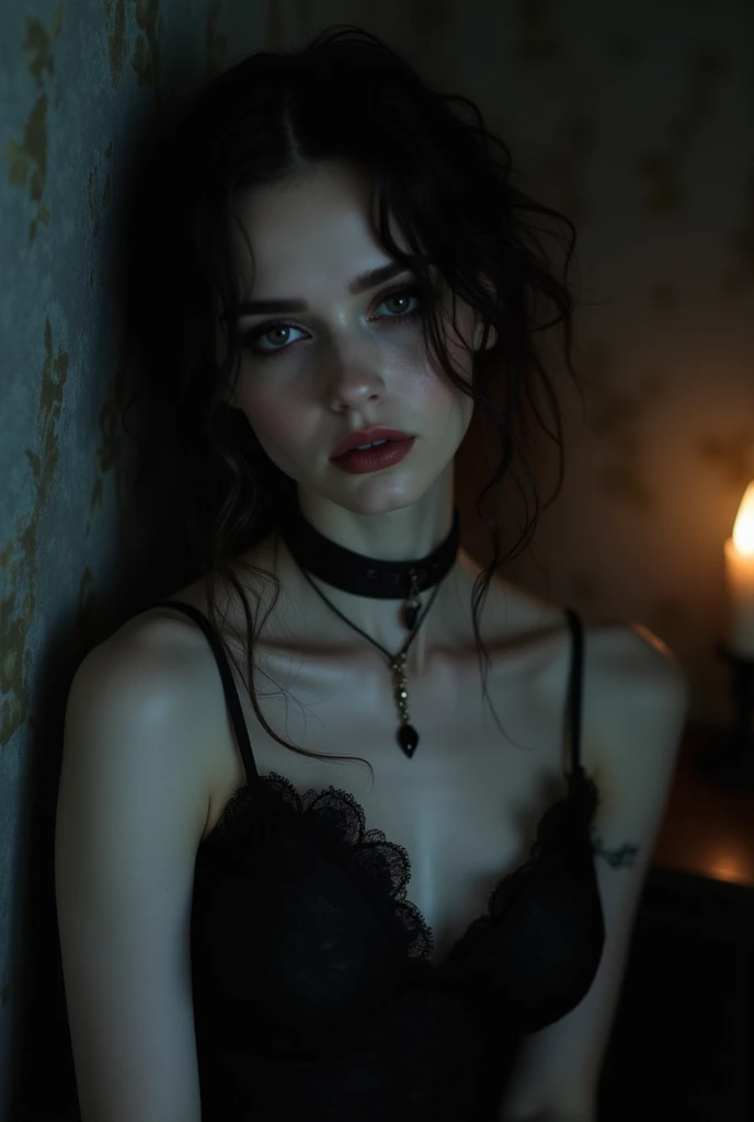 a dark elf necromancer with black robes, glowing eyes, intricate tattoos on face and arms, holding a glowing staff, in a dark dungeon setting with flickering candles, gothic architecture, cobweb covered walls, (best quality, masterpiece:1.2), ultra-detailed, (realistic, photo-realistic:1.37), dark fantasy, chiaroscuro lighting, moody atmosphere, dramatic lighting, photorealistic, cinematic, 4k, 8k, highres, UHD, retina, masterpiece, accurate, anatomically correct, textured skin, super detail, high details, high quality, award winning, best quality, highres, 1080P, HD, 4K, 8k, 16k, elf ear, grey skin, cannibal, blood, bones, sadic smile