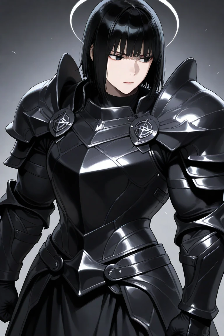 masterpiece, best quality, high resolution, highres, absurdres, extremely delicate and beautiful, ultra detailed, perfect details, shiny skin, berserker, 1girl, armor, black armor, red fire, black theme, electricity, full armor, gauntlets, glowing, glowing eyes, helmet, holding, holding sword, holding weapon, female_focus, pauldrons, shoulder armor, solo, weapon, sword, flame, volcano, ponytail, black hair, red eyes