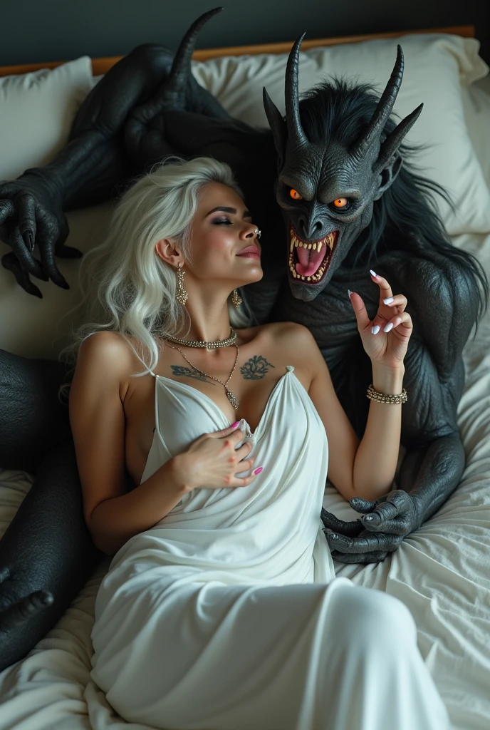 Toothless 90 year old homeless grandpa, beautiful blonde victoria secret model topless he hugs her kissing her in bedroom she is sittin on his knee
