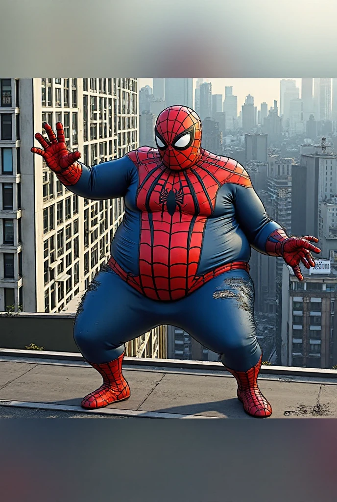 Generate a Fat spiderman in admission the school
