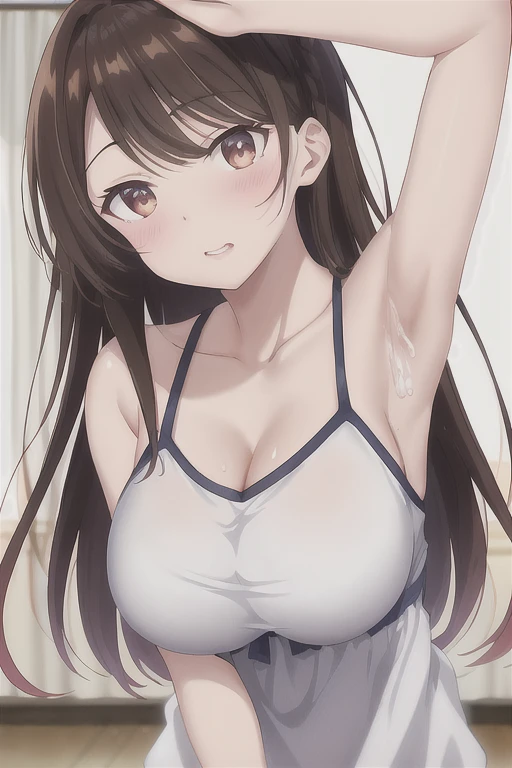 Cute ,busty mature women,plump, chubby, fat,realistic skin, tanktop see through nipple,realistic breast, saggy breast, nipple out,muted colours, cold lighting, pale white skin, mature women,black hair, long hair, (hair over one eye:1.4), Messy hair,straight hair,hair between eyes ,sleepy eyes ,beautiful,pucker lips,smeared lipstick,charm,pubic hair pussy,dense pubic hair, cute shy blush on 