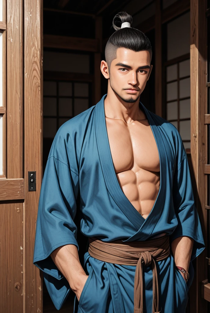 A sexy  but innocent looking man, but who has a secret hunger for lust, deception, 15th centuries ,wearing old and worn-out peasant clothes, handsome face, mediaeval period,black hair , homoerotic,   , looking at camera, seductively,nsfw, horny 