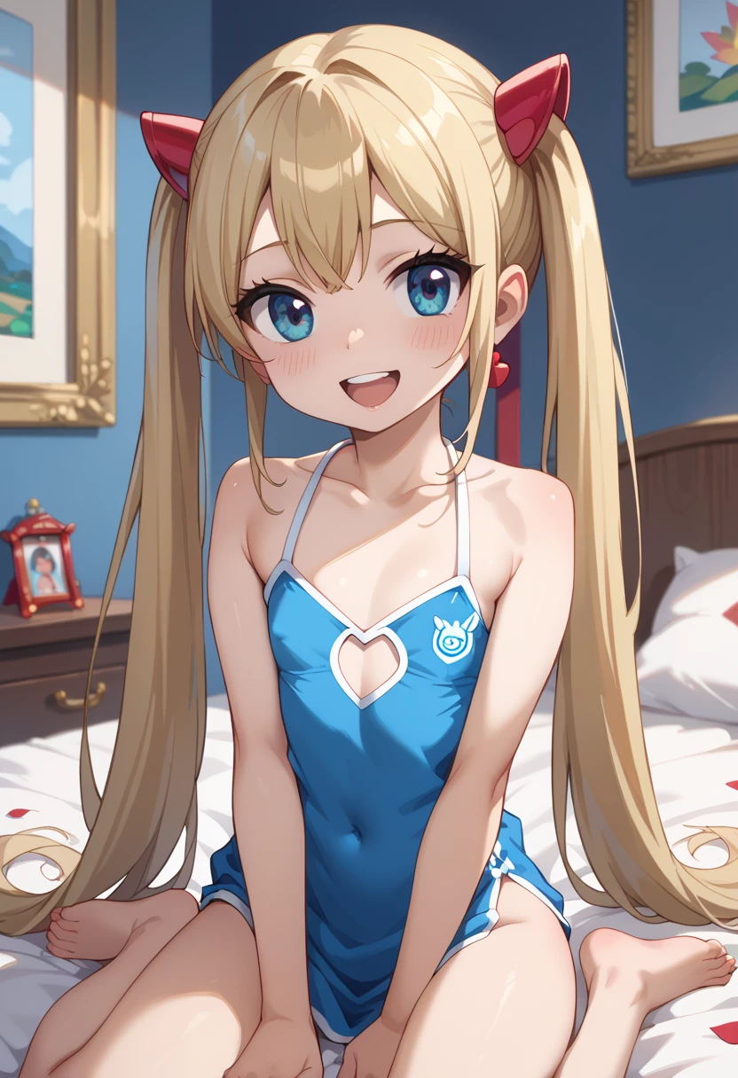 excellent quality, 4k quality, realistic skin tone, blonde hair, blue eyes, bunny ears, rabbit costume, woman, beautiful, bows, heels, kemonomimi, long hair, playboy bunny costume, shoes two bows, two pigtails,