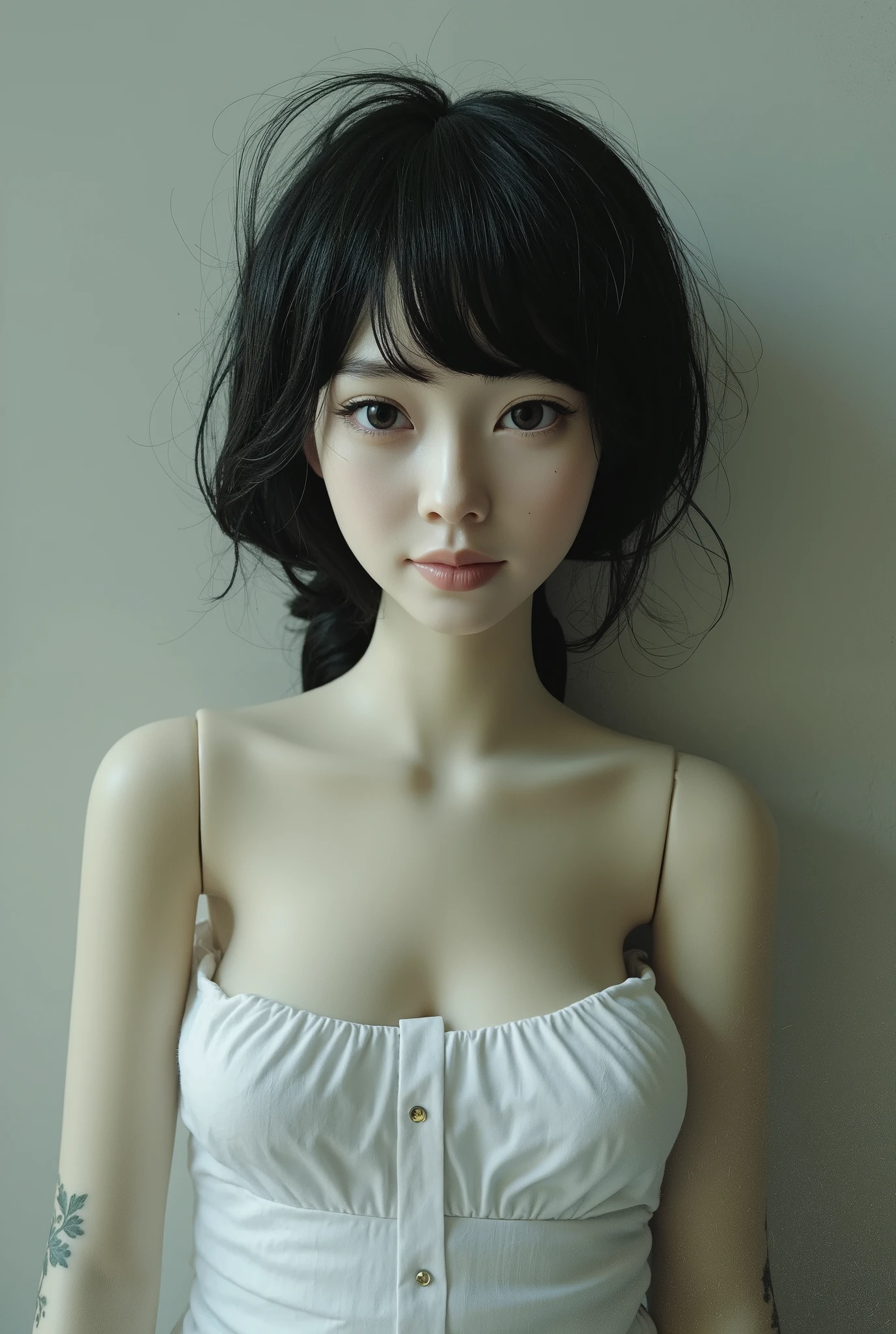 HD、A doll with both arms and legs removed、Japanese woman、upper body up、camisole、