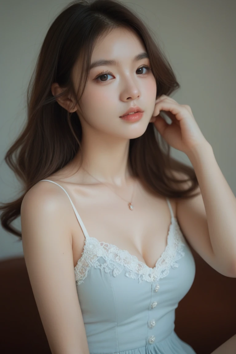 (high details:1.4)、(surrealism:1.4)、(soft lighting:1.05)、32,000、1 woman、realistic lighting、face lighting、ray tracing、(brightened light:1.2)、(improve quality:1.4)、(Realistic textured skin of the highest quality:1.4)、original photo, lifelike, full body woman love, bed, soggy, big bust, stylish hairstyle, pale skin, black eye, pink lips, (Beloved), (:1.1), ~Through, detailed background, detailed face, delicate eyes, good hair, Anatomically correct body, elastic skin, make up, masterpiece