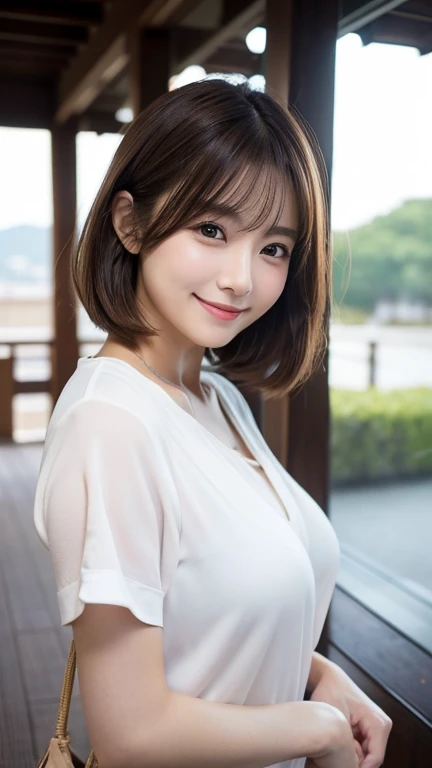 ((cute日本の女の子、beautiful japanese girl、1 girl、19 years old、ponytail、Highly detailed face and skin texture、super detailed face、highly detailed eyes、Lee Hong、blush、close-up of woman、front、cute、Highly detailed face and skin texture、smooth white skin、Transparent skin texture、))、(dark brown hair)、look at the camera、sharp focus:1.2、beautiful woman with perfect style:1.4、japanese model、young gravure idol、若いcuteグラビアアイドル、Realistic young gravure idol、sophisticated gravure idol、((highest quality、8K、masterpiece:1.3、1photograph))、(4K、RAWphotograph、highest quality)、Place someone on the other side of the screen、Natural light、professional lighting、