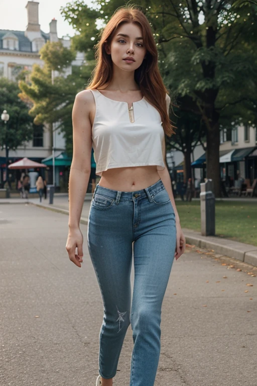 8k, ultra high resolution, (masterpiece:1.3), RAW photo, best quality, top quality, ((photorealistic:1.4)), extremely detailed, detailed skin texture, CG unity, 8k wallpaper, (High Depth of field:1.2), Cinematic Light, Lens Flare, Ray tracing, (extremely beautiful face, beautiful lips, beautiful eyes), symmetric eyes, perfect eyes, thin lips, perfect face, (ultra detailed skin:1.2), intricate detail face, 1girl, 30 yr old girl, deep shadow, pretty American girl, MILF, (very slim slender waist-muscled body:1.3), ((glancing towards viewer)),(big smile:1.3), (tight jean pants:1.2), meaty legs, wide hips, clear skies mid-afternoon, sun in background, in farmer's market, (blurred background), beautiful earrings, bracelets, necklace, clear light blue eyes, walking, front shot, (pale skin), (big eyes, pace forward, (full body shot), ((Unisex jersey short sleeve T-shirt)), crewneck t-shirt, ((t-shirt untied:1.4)), ((heavy cotton white t-shirt:1.3)), (very short brown hair), (heavy cotton shirt:1.2), t-shirt tucked into jeans, (shirt unwrinkled:1.4), very slim, medium breasts, thick thighs, floating hair