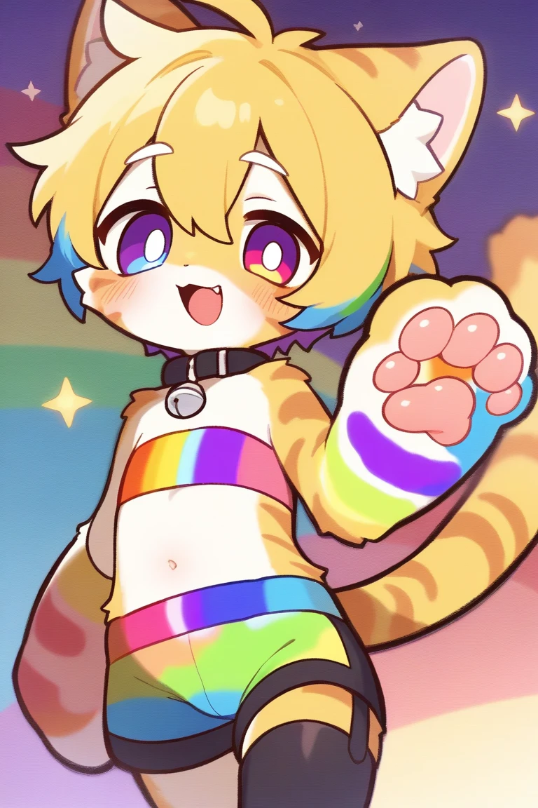 Highest quality、Sexy golden retriever beast baby、Shota、maleの子、male、Sweat、Embarrassing、Gay、Nightclub、cute、Knee-high socks、frilled choker、Obscene language、Showing tongue、topless、Completely naked、Magazine cover style illustration、bow tie、White angel wings、salute、Rear view