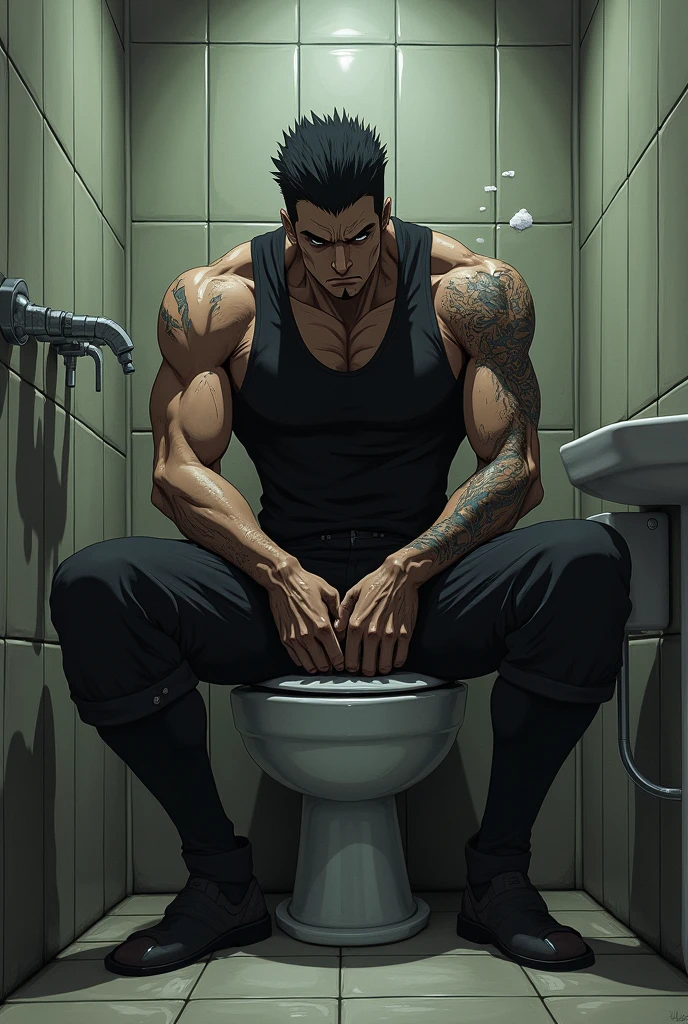 Gast from the anime berserk poops in the toilet 