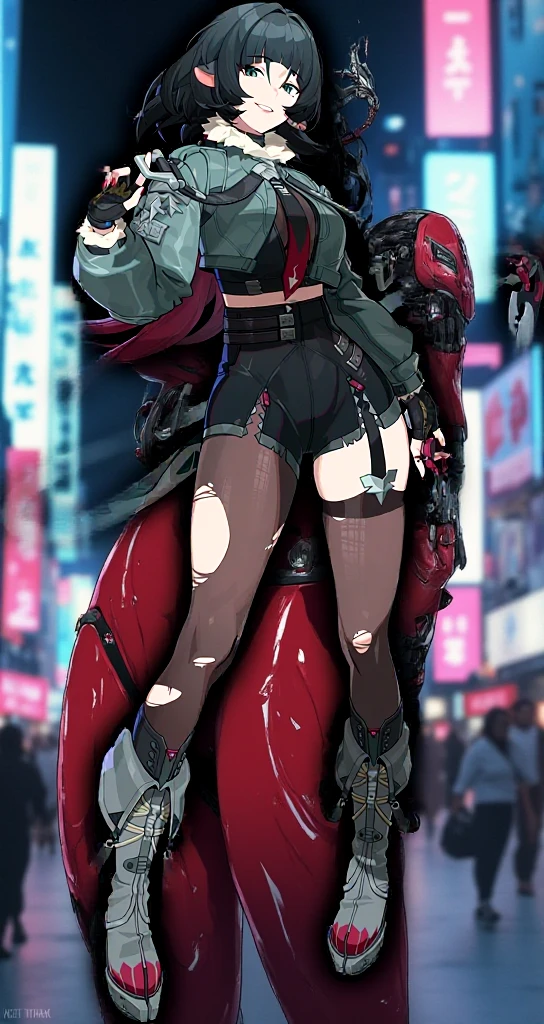 Japanese anime style. woman. she's a cyberpunk mini skirt. Hold your gun. Whole body. Stand and spread your legs. from below.