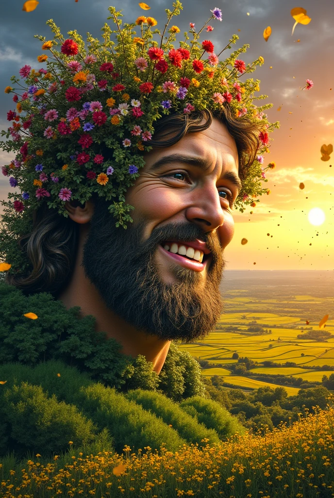 a detailed rich house music album cover, detailed and intricate design, soft pastel colors, an old man in a field of sunflowers, detailed facial features, warm lighting, photorealistic, highly detailed, 8k, studio lighting, masterpiece