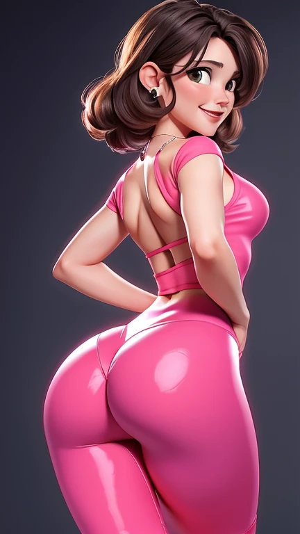 natalie portman, (best qualityer:1.4),(first Ablaze), body focus, (cute face), work of art, ultrarealistic, (((best qualityer))), ((comely Finger)), , comely body, Gorgeous character design, ,lighting perfeita, colorfully, Ablaze_front_face_lighting, ultra high resolution, high resolution, absurderes:1.2, bokeh:1.2, Lens flare, (Vibrant_colour:1.2), (comely, medium breasts:1.2), (thick-thighs:1.1), thick,
Animated female character, Pale skin, sideways, Round face, kind smile, tthin eyebrows, lying down, ((wearing very tight pink lycra shorts)), ((wearing ultra tight pink lycra mini shorts)), fitted shorts, silver necklace with pendant, wrinkles, Red lips, long hair, big ass view, rear view, sideways, ((show your ass)), ((view from the back)), shot from behind, photo taken from below, Top-down view, ((rear view)), ass view, ((Elevation of one leg), lifting one leg, view from the bottom, rear view, keep the same proportions, keep the same position, back view