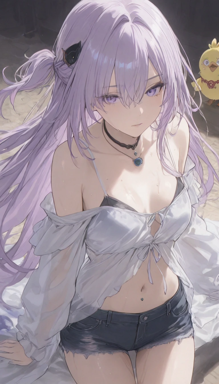 film poster, Couples having sex，Raised sexy，onsen,(masutepiece, Best Quality), hiiragi shinoa(owati no seraph), Beautiful Girl,tiny body, Lying down, (Detailed beautiful eyes) nakeness, Full body shot, long pink Hair, Pink eyes, visible belly button, having big in the tiny , full of cum, creampie,condom full of cum everywhere