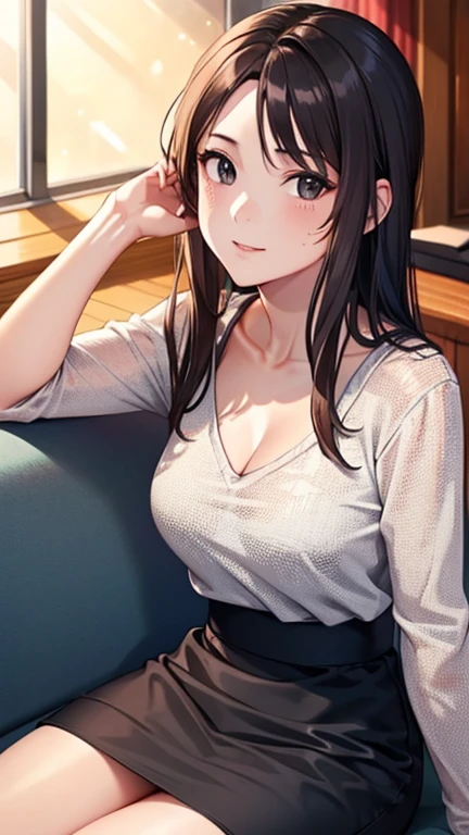 View Viewer,Detailed CG, Ultra-fine illustrations, masterpiece,highest quality, RAW Photos, Realistic,Upper Body,break(White Off Shoulder Blouse:1.5)break, (Pale skin:1.2), Shiny skin, Shiny Hair、(A 26-year-old woman with straight hair and bangs)and(Medium Hair)and(Black Hair)and(Purple eyes) ,(Upturned eyes:1.5)and(smile:1.5)and(Open your mouth),hand on own chest,Biologically correct5refer to,refer toがない,The background is the city,alone,Reading a book,I have a book,MiniskirtAttractive legs,I have a book
