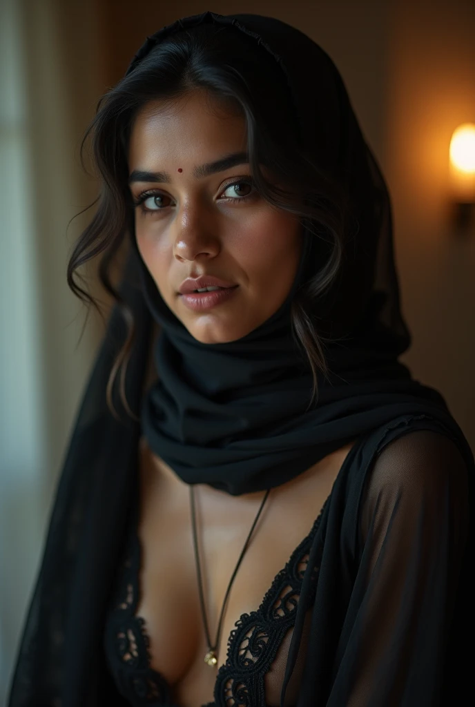lingerie, hijabi, Best quality, masterpiece, ultra high res, (photorealistic:1.4), raw photo, (Authentic skin texture:1.3), (film grain:1.3), panorama, character portrait, very wide shot, narrow waist, cowboy shot, (in the dark, deep shadow, low key, cold light,) night, close-up,
indoor, dust, Tyndall effect, sad, disappointed, gloom (expression), sitting, (against wall), crying, frown, (head bowed), nervous, tearing up, lonely,
1girl, beautiful detailed eyes and face, white jabot, off shoulder, brown eyes,