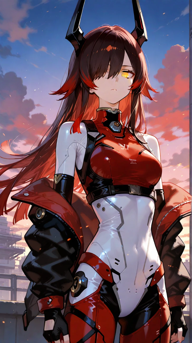 1 person,woman,((Medium Long Hair)),((The tips of the hair spread)),((Red Hair)),((Crimson Flame)), ((Crimson Flameの渦)),wallpaper, Wind景,Depth of written boundary, night, Particles of light, light, Side light, Thighs,****, cloud,Gaze, ((Large Breasts)), ((Green Eyes)), Horse ears, Bright smile,Open your mouth,Wind,((Ride a big crimson motorcycle)),((vehicle)),((Driving)),((Straddle)),((Crimson Riders Jacket)),((Black rider pants)),