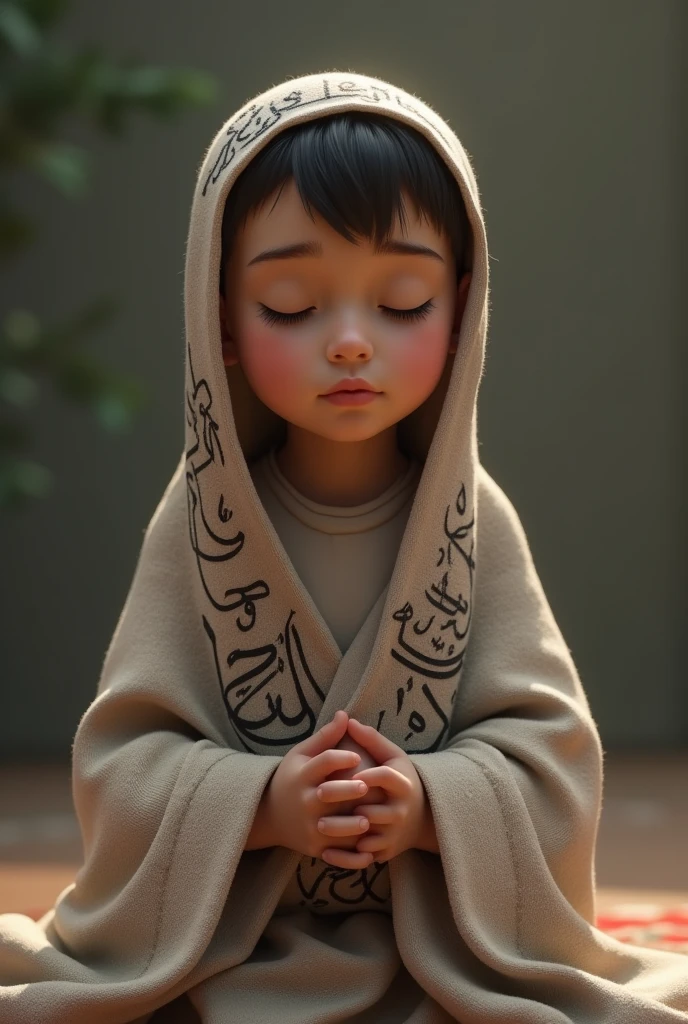 A kid doing wudu, without kid's eye and mouth