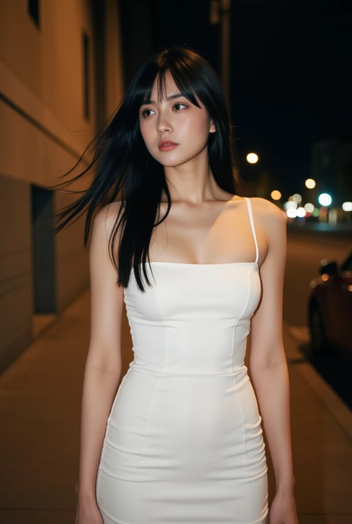 ((white:1.4) wedding dress:1.2), wedding veil, (fair skin:1.4), 1girl, solo, (18 years old), (medium breasts), small hips, slender, black hair, closed mouth, (smiling:0.8), looking at viewer, (from below:1.3), legs focus, (cowboy shot), (sexy pose),
(8k), best quality, masterpiece, (ultra highres), beautiful detailed eyes, long eyelashes, double eyelid, high detail, detailed hairstyle, detailed face, hyper realistic,
