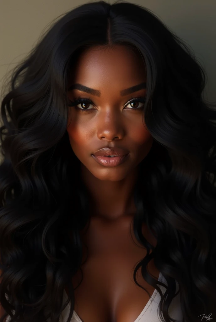beauty black girl, african etnic, full large breasts