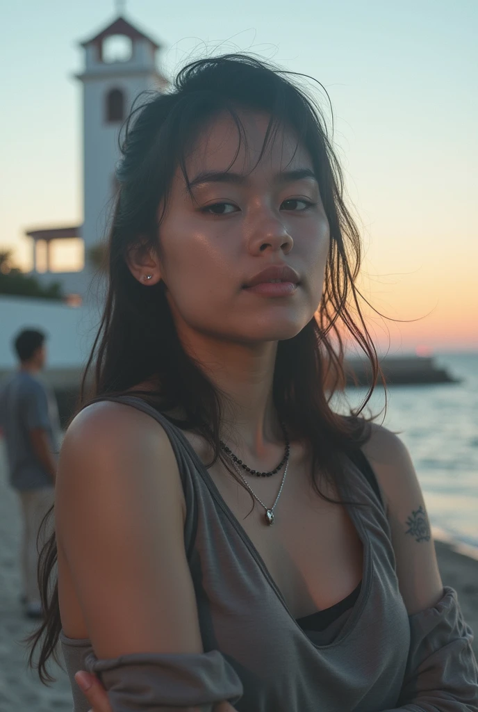 Indigenous 18 years old girl on a ferry boat