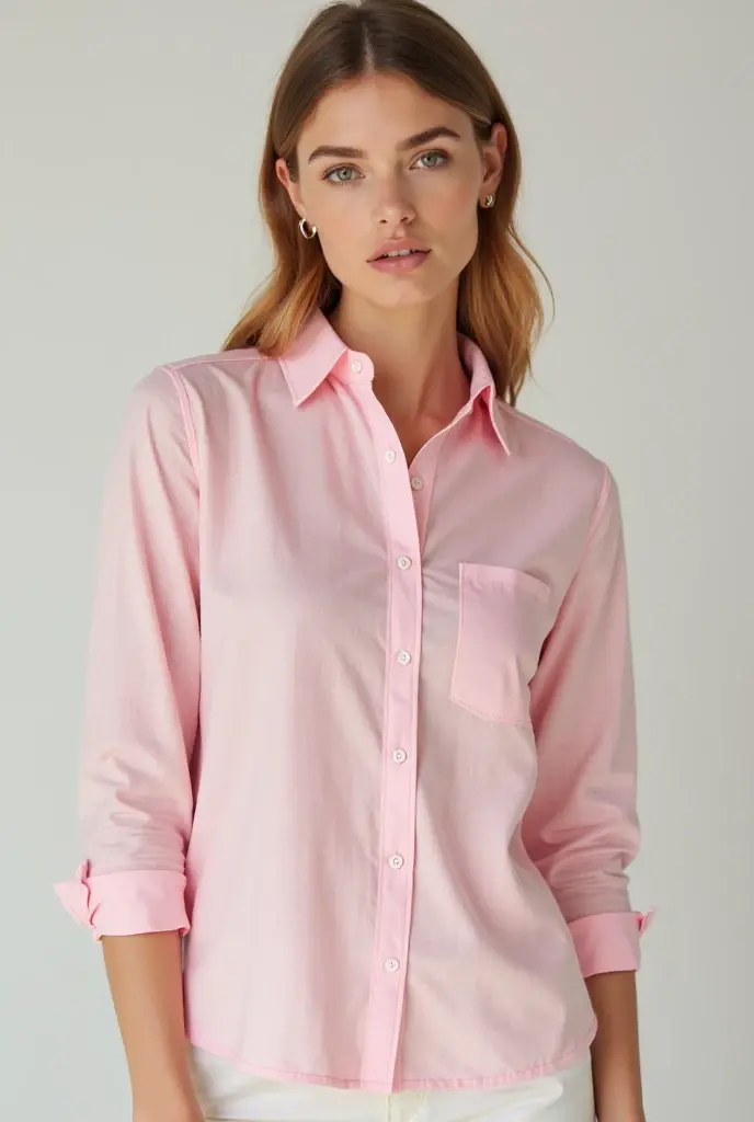 (masterpiece), (8k, best quality, high resolution), (ultra-detailed, realistic), (anatomically correct),
((from head to thighs)), (Standing), (No background),
(1woman), (looking at viewer),
((Wear a pink business shirt)),
((not wearing skirts)),
(wear panties), ((white panties)),
(Her impression is pure, clean and kind.),