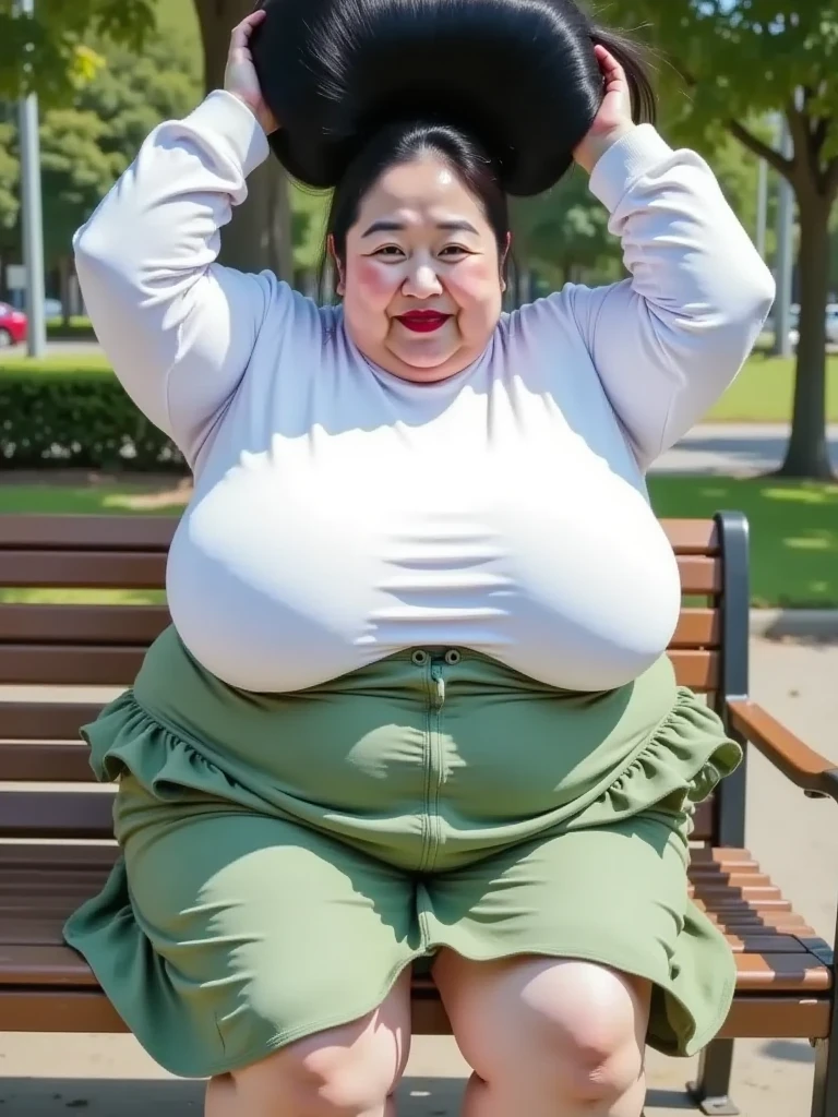 (((Photo Composition))), gravure, highest quality, Very detailed, Realistic, Very detailedskin, Perfect Anatomy, (Japanese MILF),80 years old, big breasts, Mature Woman, Sexy, Chromo White Skin, View your viewers,(((obesity))),(Double chin),(Sagging breasts),((Big belly)),Thick arms,thick upper arms,Thick legs,((Pussy juice)),long hair,Facial wrinkles,make up,(cosplay),(hair ribbon),garter belt,pantyhose,coat,lace bra,((brown hair)),solo focus,from below,show off panties,(pov:1.4),orgasm face,((ferris wheel)),sweaty skin