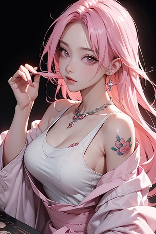 animemanga girl，Colorful hair，The skirt is colorful，Rossdraws pastels are vibrant，Rossdraws cartoons are vibrant，Anime style 4 K，a beautiful anime portrait，Artgerm is colorful！！！，！Dream Artgerm，Beautiful anime girls，anime styled digital art，anime art wallpaper 4k，anime art wallpaper 4k，digital anime art，Very detailed artgerm cleavage，white thighhig