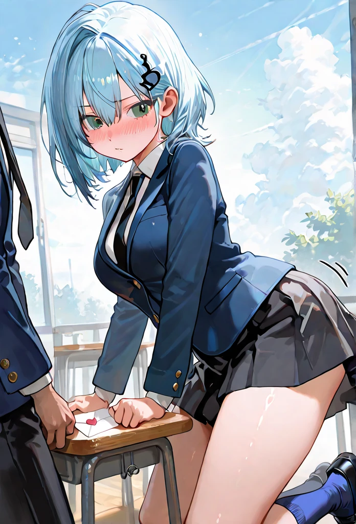 Rem from Re:Zero、2 Rems、light blue hair、short hair、table top、High resolution、two girls、big and full breasts、naughty body、See-through、throw、、whole body、Are standing、Look up at me、confused face、blush、black pantyhose、female shape'Private parts are clearly visible、I can see your nipples、white shirt、navy check skirt、micro mini skirt、very short skirt、Department store、shop、Many people々々々、in the crowd、bare chest、show your chest、、Upper grade、A lot of milk comes out from the nipples、Breast milk gushes from the nipple、Cat ear、blazer jacket uniform、high 、white shirt、Blue Gingham Check Skirt、With cup 、Breast milk drips from the nipples、Breasts wet with breast milk、female shape'Private parts are clearly visible、view from a distance、Ahegao、Cumming face、Climax、Feels good、I'm trembling、lean against the wall、Looks painful、stick out tongue、Pant voice、eyes with heart mark、my crotch is wet、Love juice drips from the pubic area、crawl on all fours、back view、pants taken off、Pants on thighs、One-legged pants、vibrator in thighhighs
