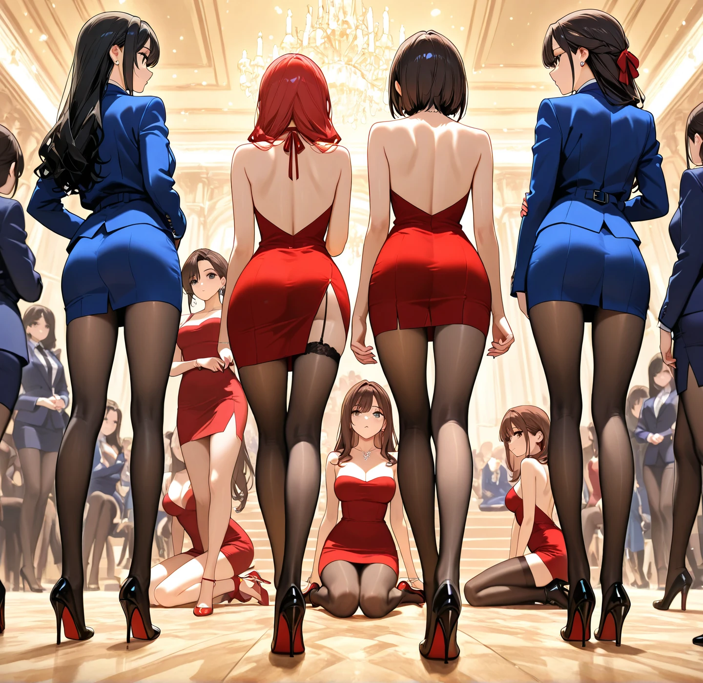 Crimson in WHITE, Masterpiece of ExtremelyDetailed (ProfessionalPhoto of Five MILF in WHITE SkinnyPanties:1.37) PUNIPUNI PICHIPICHI, {(StandingBackwards FullBody:1.2)|Stooped|fromBelow}, (((ShowAss)Back of Head)), {In the room|CrimsonCouch}(SFW:1.8)(Acutance:0.8)PerfectLighting, RedBeltbra, (ClearlyVisible the shape of RoundlyButt), {HiddenHand|Corrected BabyLikeHand}, Keep Head and Body facing Backwards, CrimsonLeather HighCollar Up hair with RedRose