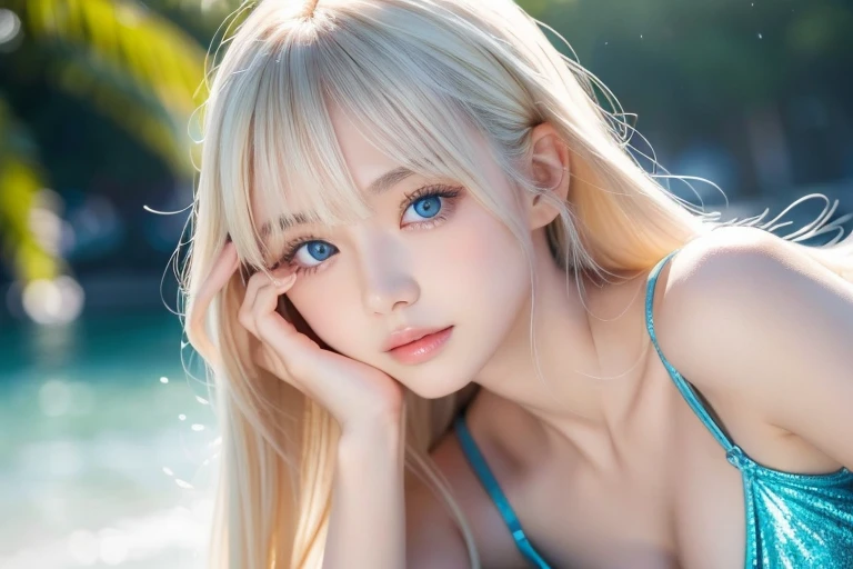 (((Multiple Angles:1.2)))、((whole body写真:1.3))、((beautiful海の青:1.2))、((White sand beach))、(Cute Profile)、(((All Nude:1.3)))、(Very detailedな beautiful face of one young girl), Great look and best quality:1.4), (Very detailedな),Bright expression、Photorealism、Highest quality、Ultra-high resolution、picture、北欧生まれのbeautiful少女の写真、非常にbeautiful少女、細部まで可愛くbeautiful幸せな顔、(((とてもエレガントでbeautiful、Perfect detail、Very detailed)))、((whole body、Spread your legs))、(Pure Eros Face_v1:0.008)、beautiful bangs、Alice in Wonderland、、Glowing White Skin、Facial hair、Bangs on the face、Bangs between the eyes、Super long hair、Attractive bright natural platinum blonde super long straight silky highlighter hair、High resolution eyes、beautiful, Bright and clear, Big bright blue eyes sparkle with charm、eyeliner、double eyelid、Ample medium semi-nude bust、Cleavage, 完璧なbeautiful若い体, Perfectly balanced body, Going to bed、Sleep on your back、sprawl、Lie、Lie on your back, sexy,