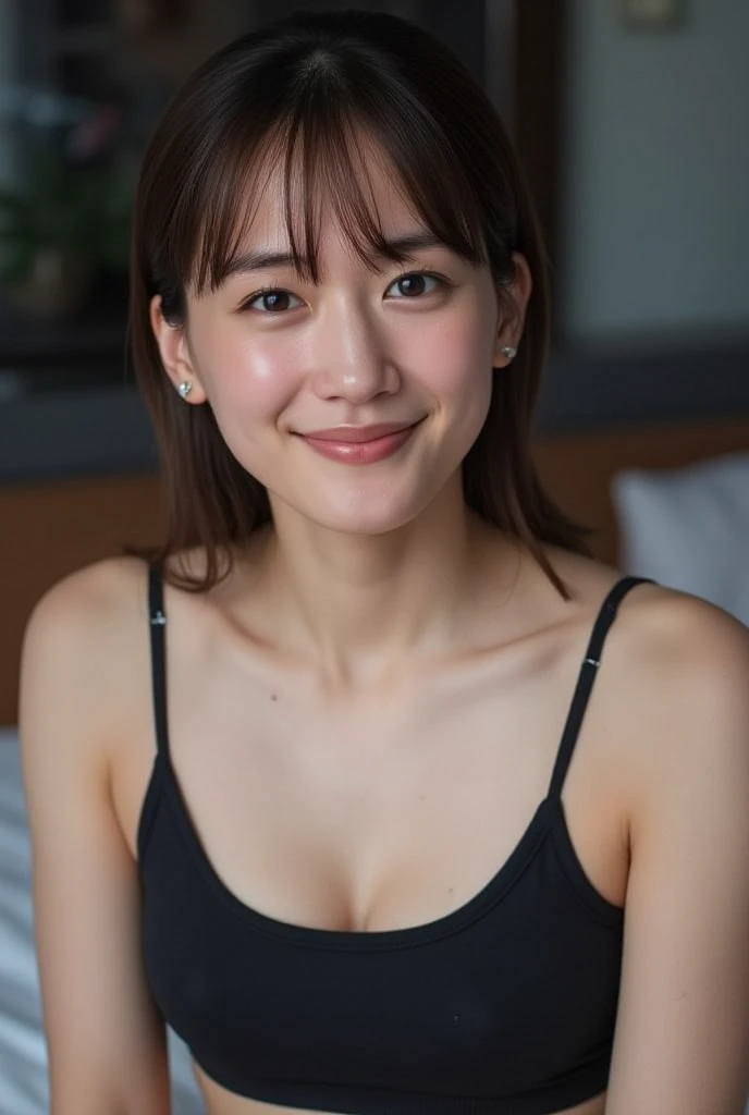 ((A masterpiece like no other in history、highest quality、woman, 65 years old、(wrinkled face:1.1)、(wrinkled body:1.3)、grin and laugh、japanese mature、((sloppy body:1.1))、erotic lingerie、