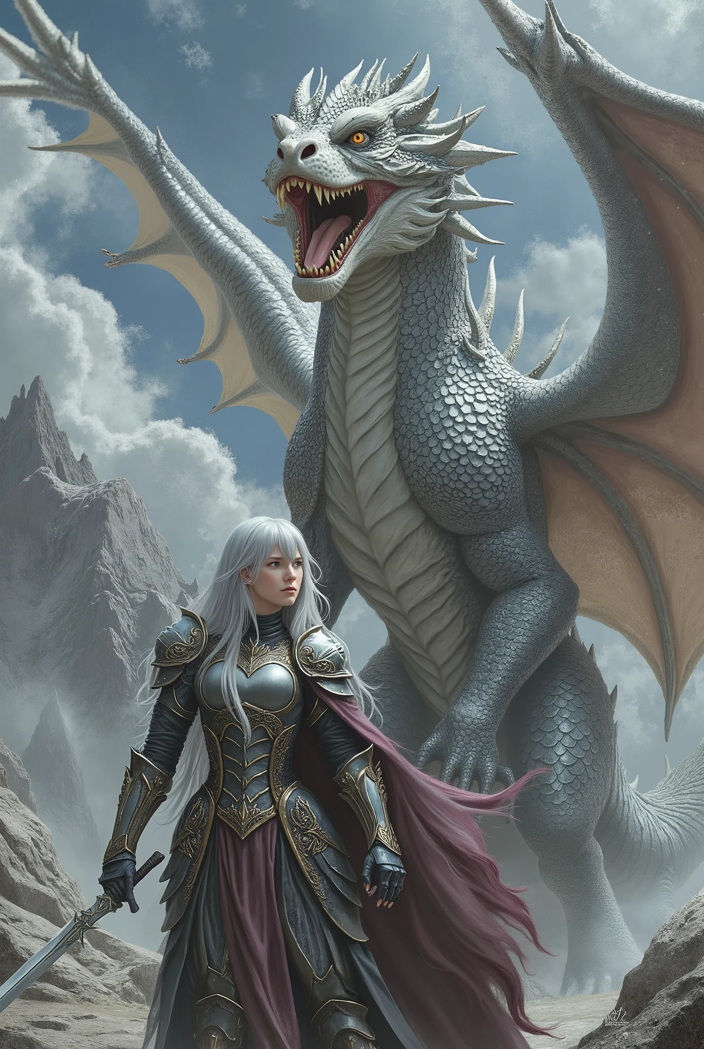 dragon with girl,girl warrie fright dragon