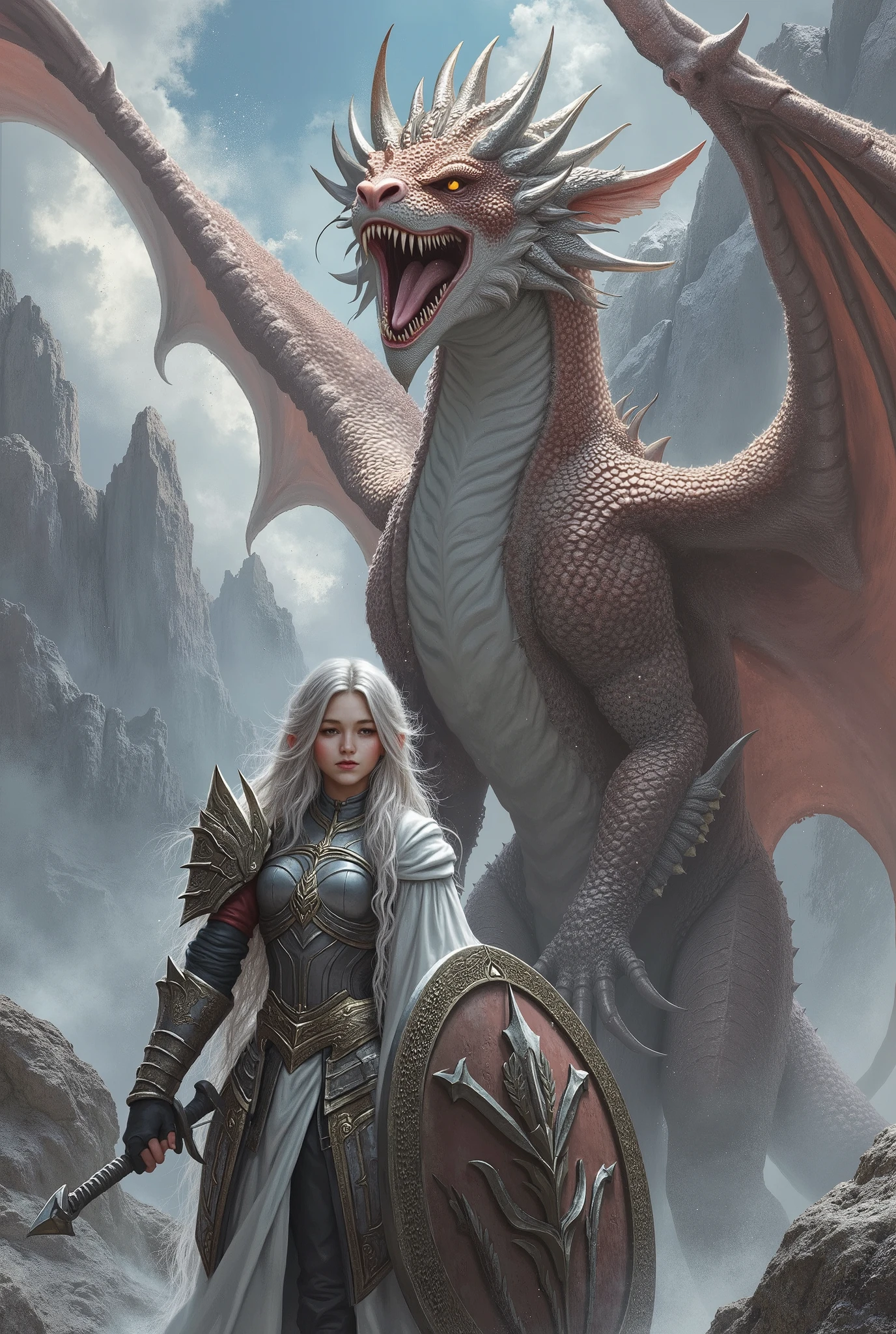 dragon with girl,girl warrie fright dragon