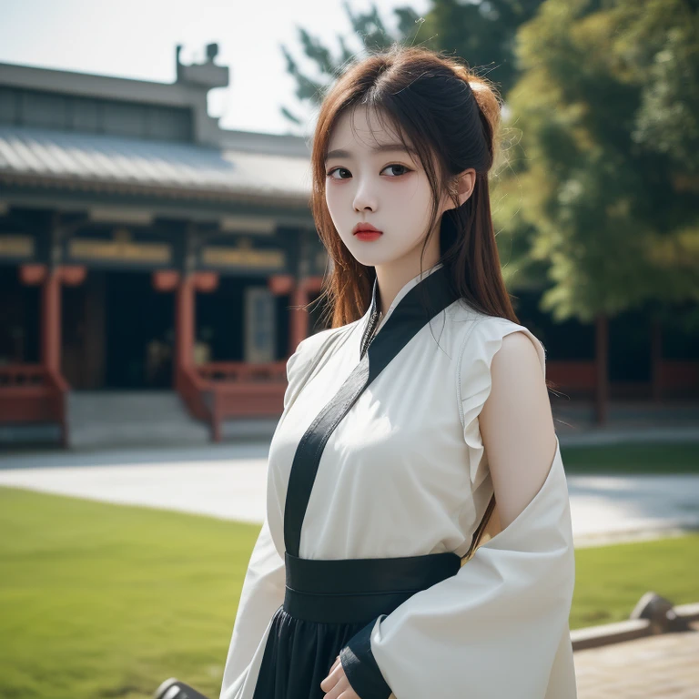 Chinese beauty, hanfu, palace background
