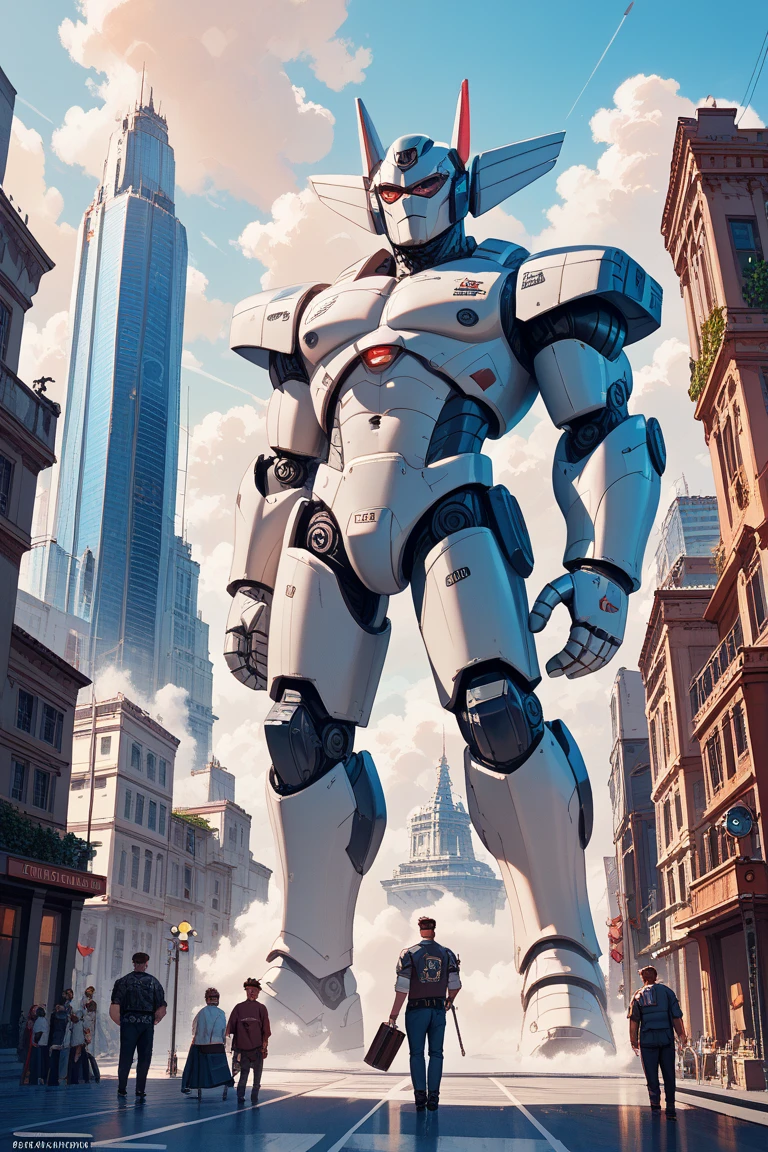 There is a painting depicting a futuristic city,There is a giant robot head in it, Jodorowski's Dune, Extremely detailed matte painting, peter gric and dan mumford, intricate matte painting, Jodorowski's Dune , John Harris' style, jean giraud 8 k, Super Fine Matte Painting, complicated environment, stunning sci-fi concept art, CG Society )
