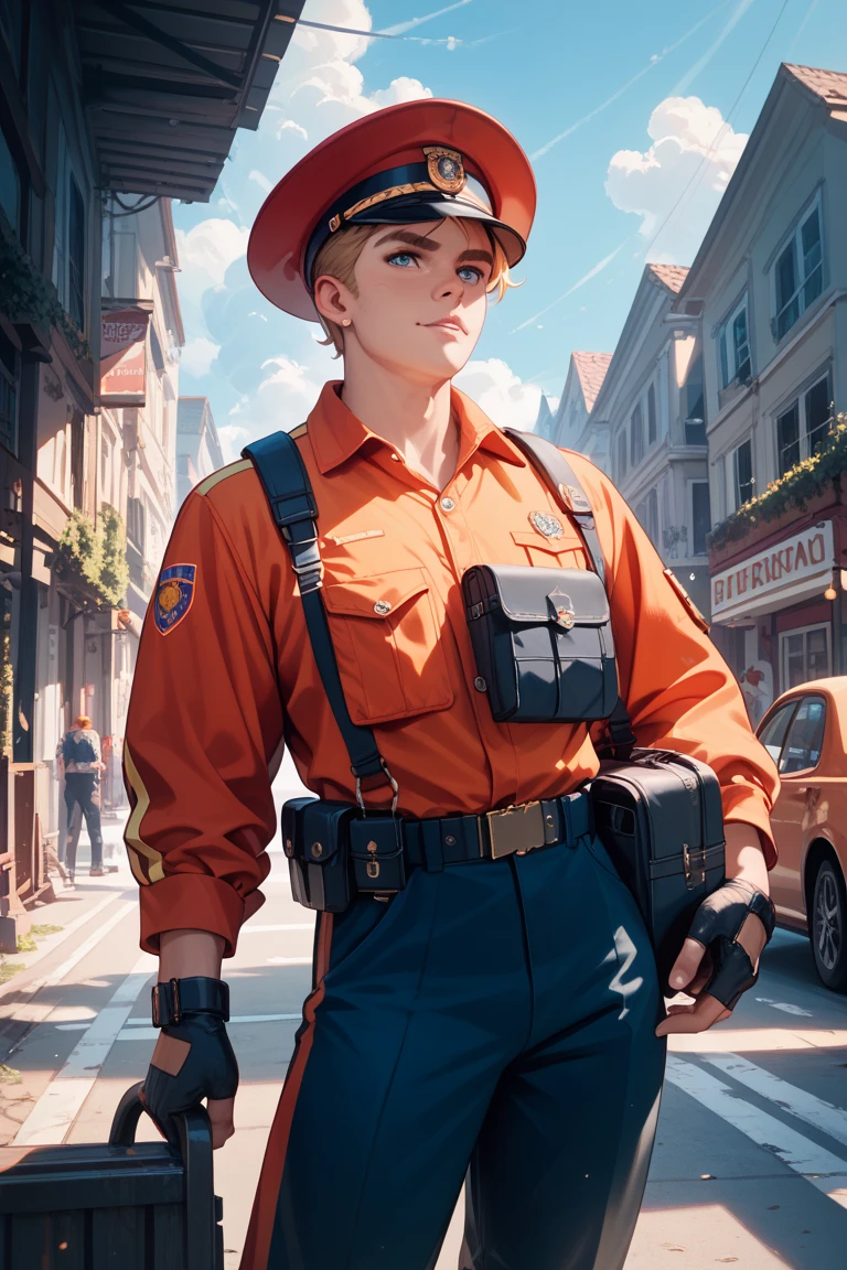 fireman, masterpiece, Ultra HD, Absurd , Best Quality, alone