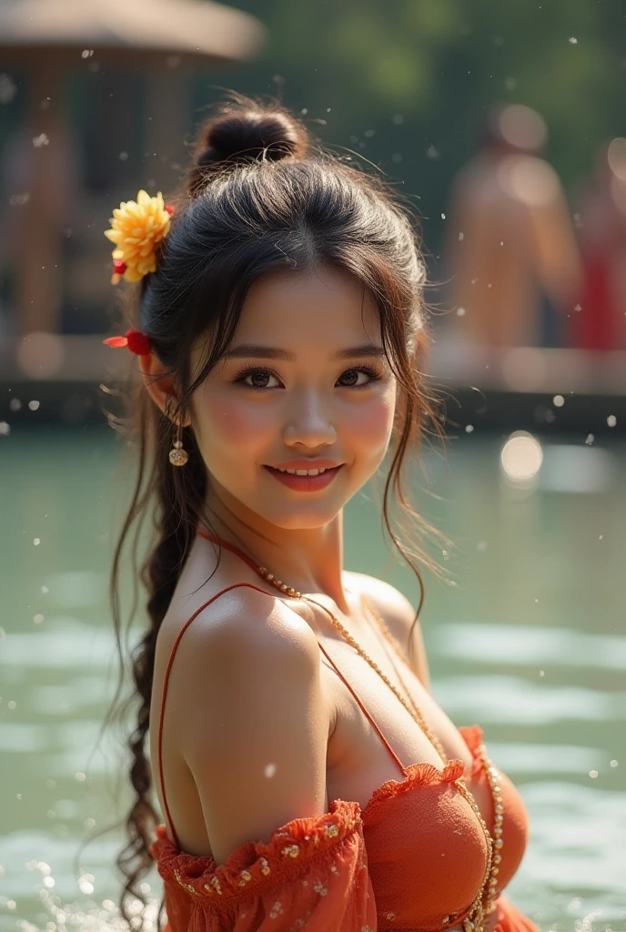 arafed asian woman in a pink dress posing for a picture, big , beautiful asian girl, anime thai girl, asian girl, beautiful asian woman, tithi luadthong, beautiful digital artwork, asian woman, asian features, chinese girl, beautiful oriental woman, beautiful girl model, cute seductive smile, an asian woman, young asian girl, traditional beauty, beautiful and smiling