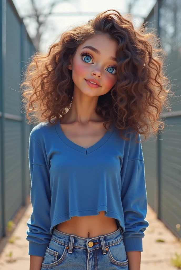 Menina de 18 anos com cabelo cacheado