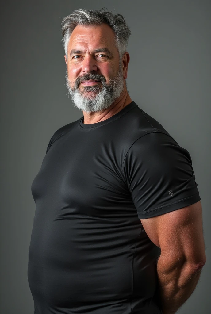 A wild plump east japanese uncle man, (55 years old daddy:1.1), 1boy, Solo, handsome, nerdy, stubbles, Short beard, small eyes,  detailed eyes:1.1, big round face shape, (Detailed face:1.3), short hair, (Best quality, A high resolution, Photorealistic), Masterpiece, in the factory,  RAW photo, Intricate details, hdr, depth of field, full body shot, macho, hunk, sweat buckets, manliness,short white trunk, muscular