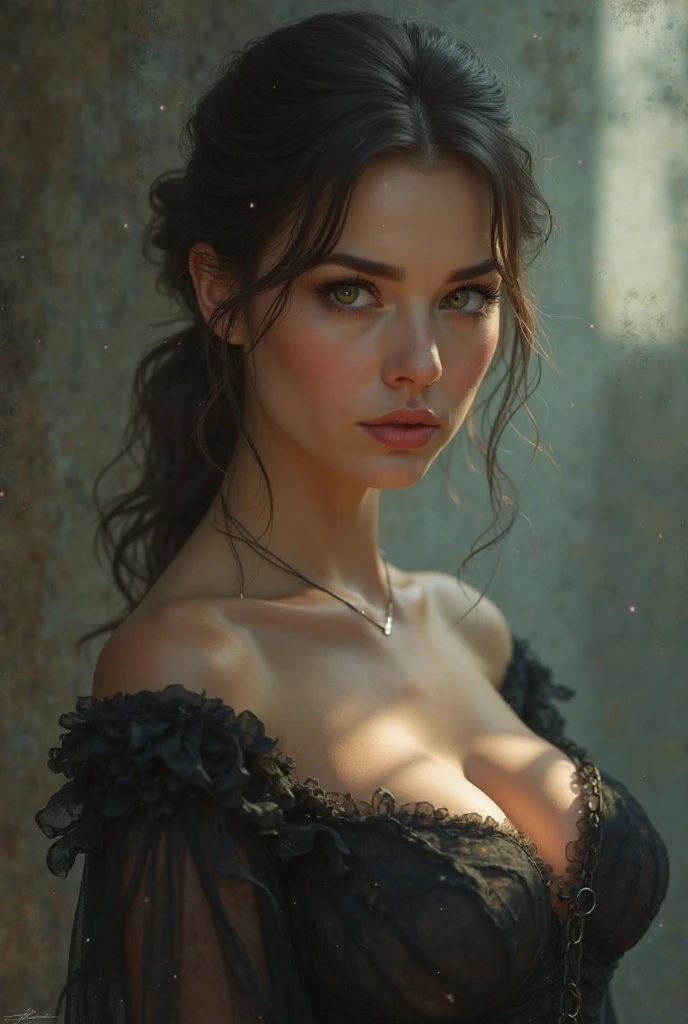 (masterpiece, Highest quality, photoRealistic, High resolution, photograph, :1.3), Extremely close up shot, Sharp focus, 1 brunette girl, European girl, Hot Model, Highly detailed eyes and pupils, Realistic skin, Slim figure, , Very fine hair,Hair fluttering in the wind, Delicate and sexy facSensual Gaze, Glossy Lips, ((Wearing a black tank top)), Outdoor, ((Realistic, super Realistic, realism, Realistic detail)), Well good, arched back, cowboy shot