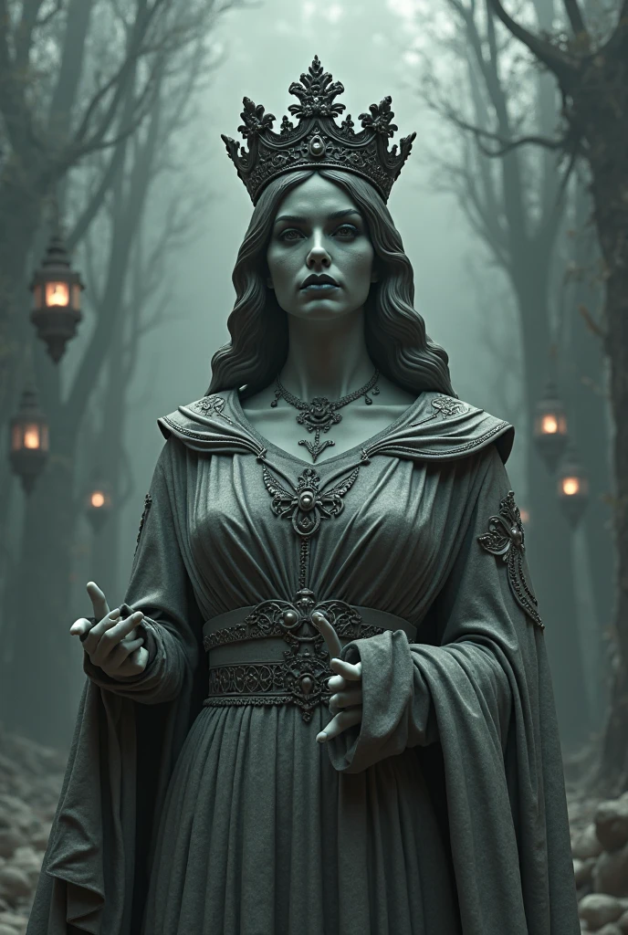 spooky gravestone of an evil queen, creepy cemetery high-saturation, high quality film grain