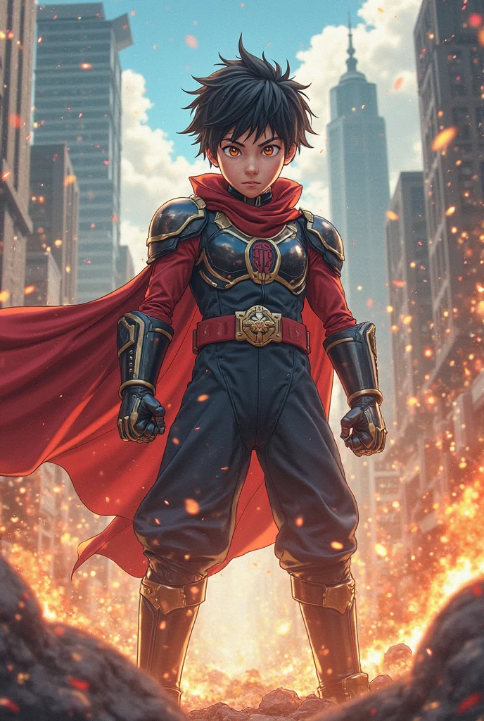 "Create an image featuring Mateus, the valiant 6-year-old boy with untapped powers, as an integral part of the team. Depict his youthful enthusiasm and show hints of his potential abilities, symbolizing his journey of discovery." --auto --s2