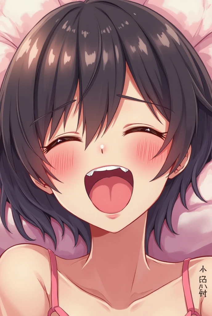 nsfw,pov,kneeling,1 girl,black hair,Tongue out,Androgynous,medium hair,sidelocks,nipple cutout,legs,masterpiece,best quality,very aesthetic,absurdres,upper body,straight-on,large,Covered,Smile,(upturned_eyes),From above,cum in Tongue,Ahegao,attractive,(Bukkake:1.5),(happy),(Steam:1.3),(Open Mouth),(topless),Cleavage,(White shirt),(heart:1.3),(trembling),(Background),v,bottomless,fucked_silly,Puffy nipples