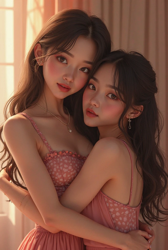 Suzu Hirose and Riho Yoshioka are wearing dresses that reveal their cleavage.