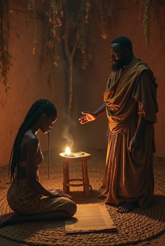 African wife goes to a witch doctor to do a voodoo spell to make her husband forgive her for cheating on him