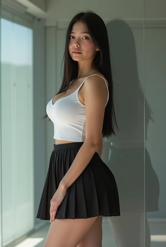 Wearing the cutest gothic maid in the world,Z Cup Big,Sculpture model attracts, (1girl in:1.3)、photos realistic、Photorealsitic:1.4 Official art、ultra-detailliert、Beautiful and aesthetic、Beautiful fece、masterpiece、top-quality、Standing by the window、Poses that sexually provoke men、Inviting eyes、an ecstatic look on one's face、the buttocks are small、Colossal 、Chest exposed、(barechested)、The cutest maid choker in the world、The cutest gloves in the world、The most beautiful skin in the world、The cutest earrings in the world、The cutest sleeping face in the world、The cutest gravure idol pose in the world、The most attractive body in the world、The whole body is shown、Old Western-style building, ((view from below, nude, pussy)), ((((M_spread legs open pussy view from below)))),
