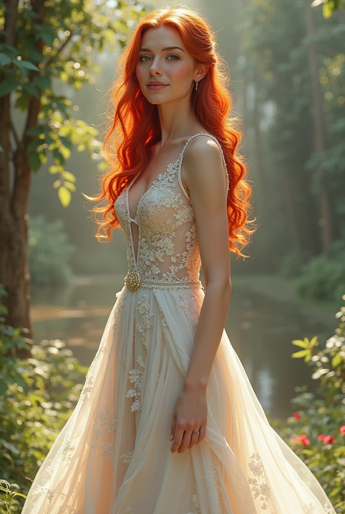 ((masterpiece,best quality)), absurdres,Makima (white dress) red hair,